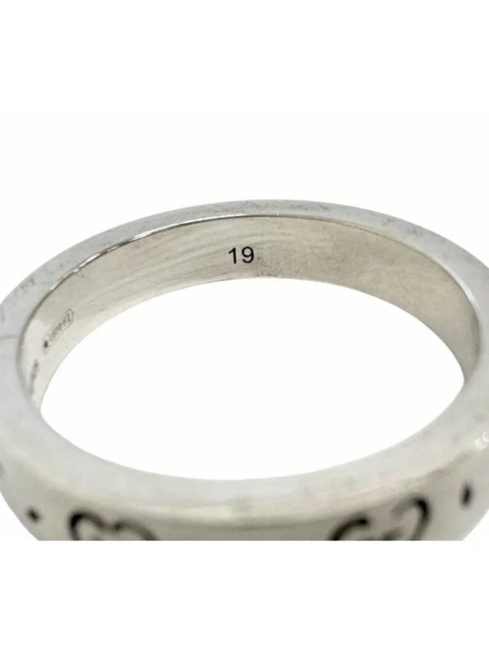 Gucci GG Logo Icon Ghost Ring 925 Sterling Silver Vintage
